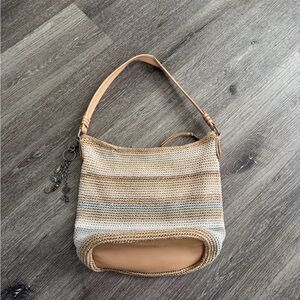 The Sak Tan and Cream Woven Shoulder Bag